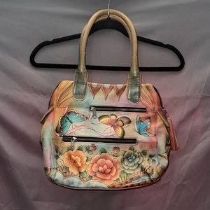 Leather handpainted shoulder bag